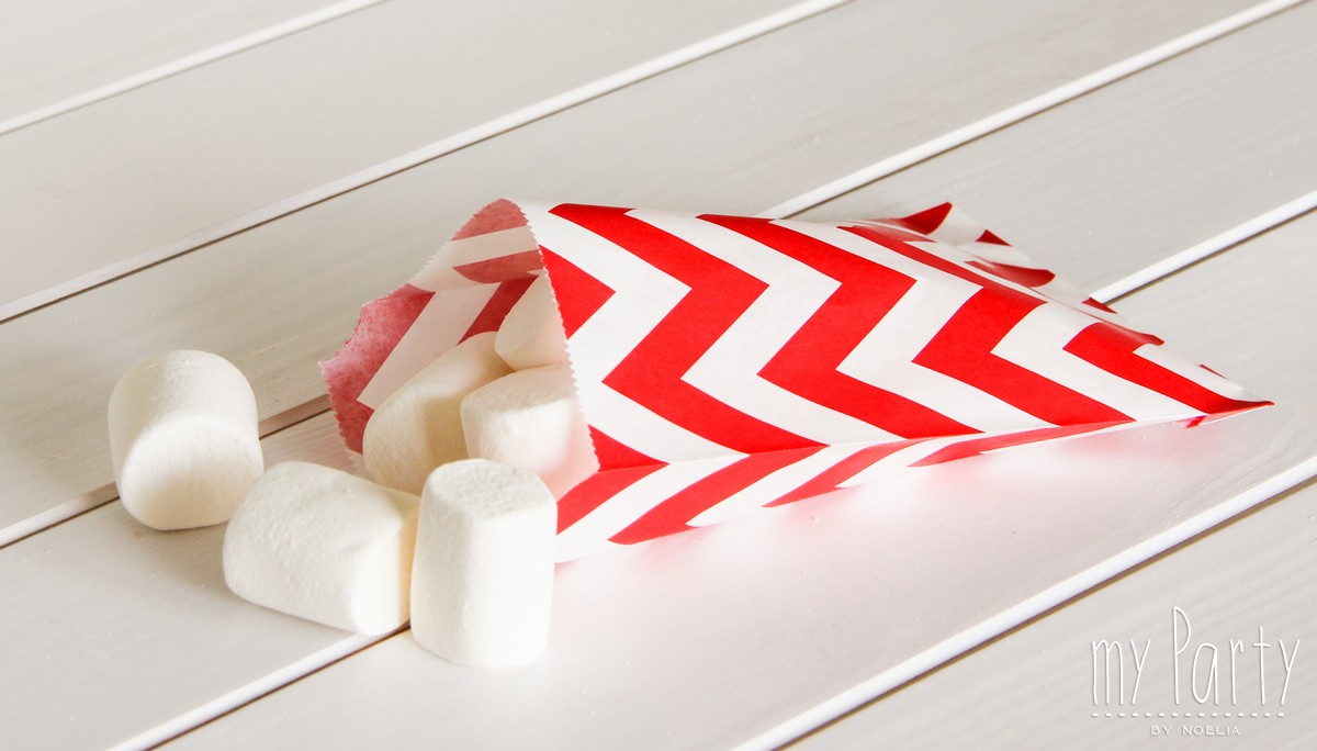 Bolsas Papel Chevron Rojo - 12 uds